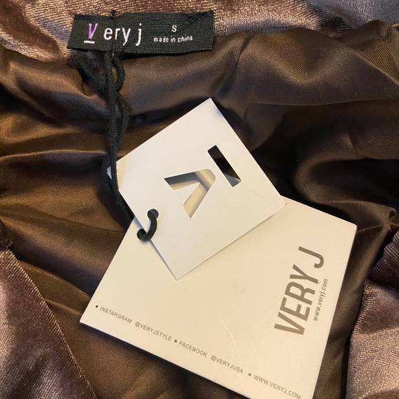 Very J Mocha Brown Velvet Moto Jacket - Picture 5 of 7